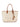 Hogan Script Medium canvas shopping bag in ivory and brown KBW01TA2300UH50VA7 WHITE HOGAN 